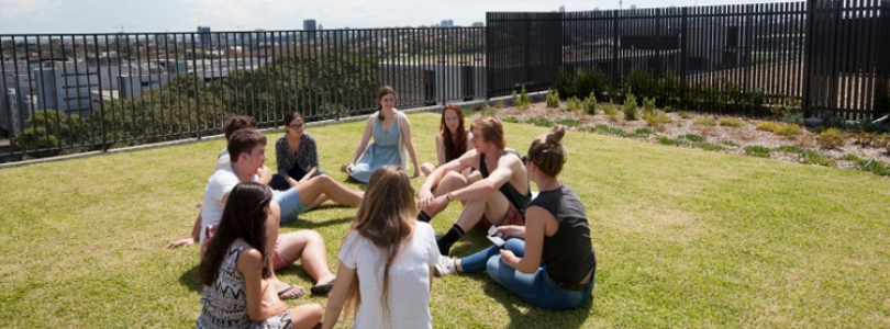 Students sitting in a circle