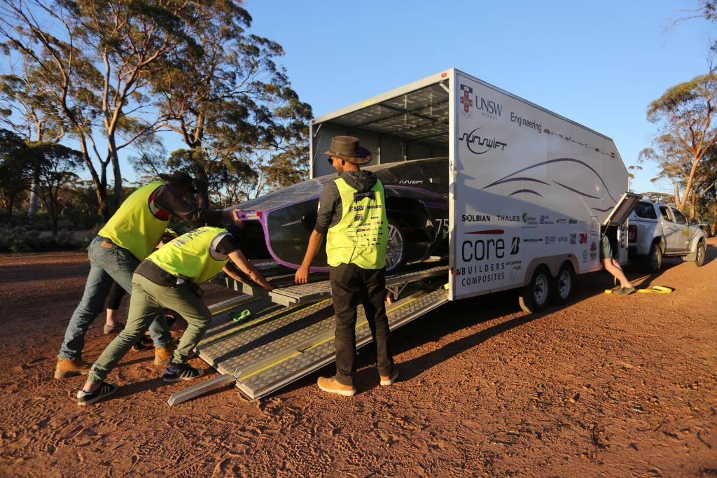 Loading Sunswift into truck